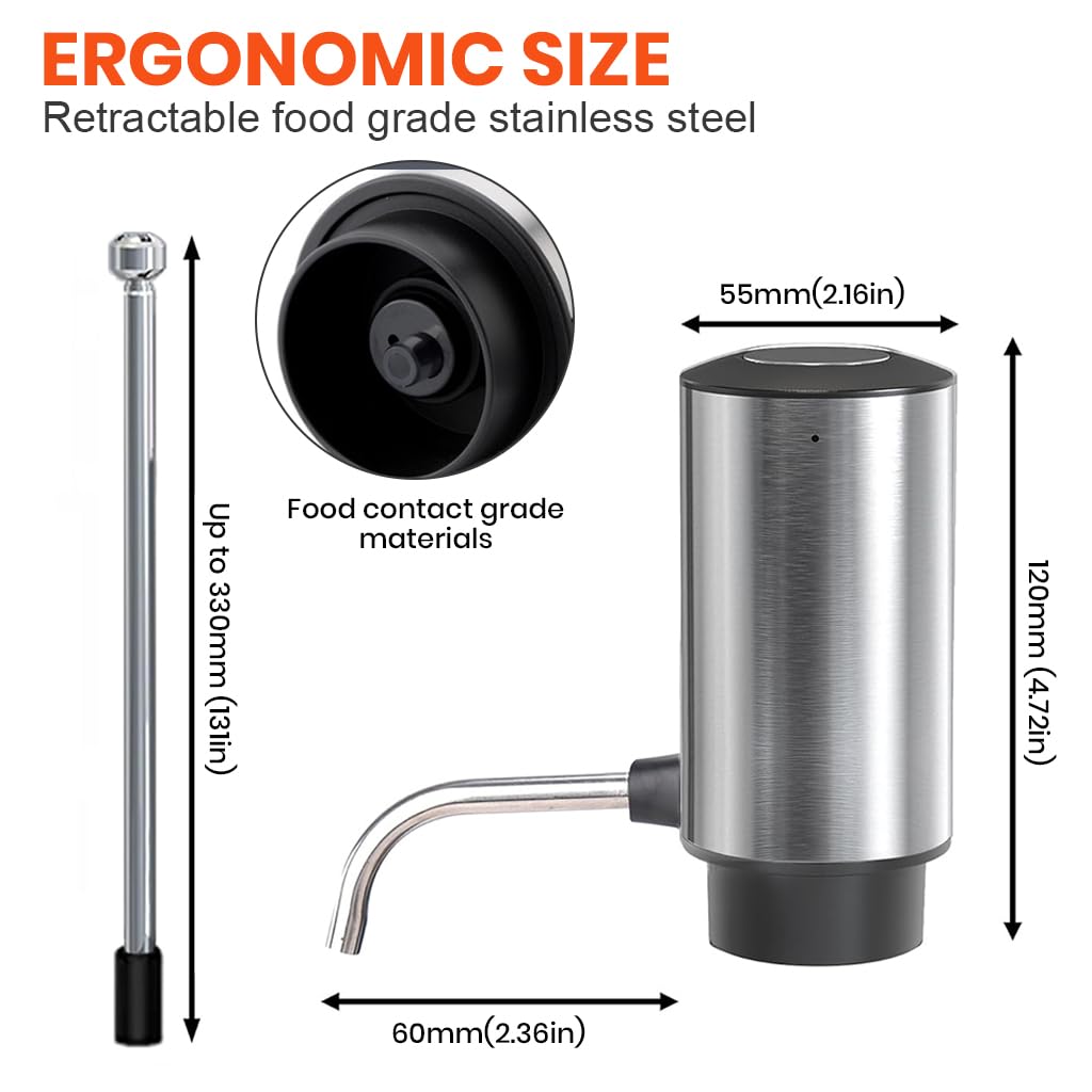HASTHIP Electric Wine Aerator Pourer Automatic Wine Dispenser Pump with Retractable Stainless Steel Pipe & Storage Stand Base One-Touch Button Control Instant Oxidation Smart Wine Aerator Decanter HASTHIP Electric Wine Aerator Pourer Automatic Wine Dispenser Pump with Retractable Stainless Steel Pipe & Storage Stand Base One-Touch Button Control Instant Oxidation Smart Wine Aerator Decanter